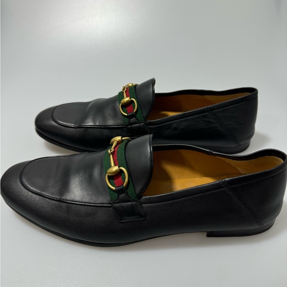 Gucci Web Brixton Leather Loafers Black Men’s Size GG 10/US 11 - Picture 3 of 9